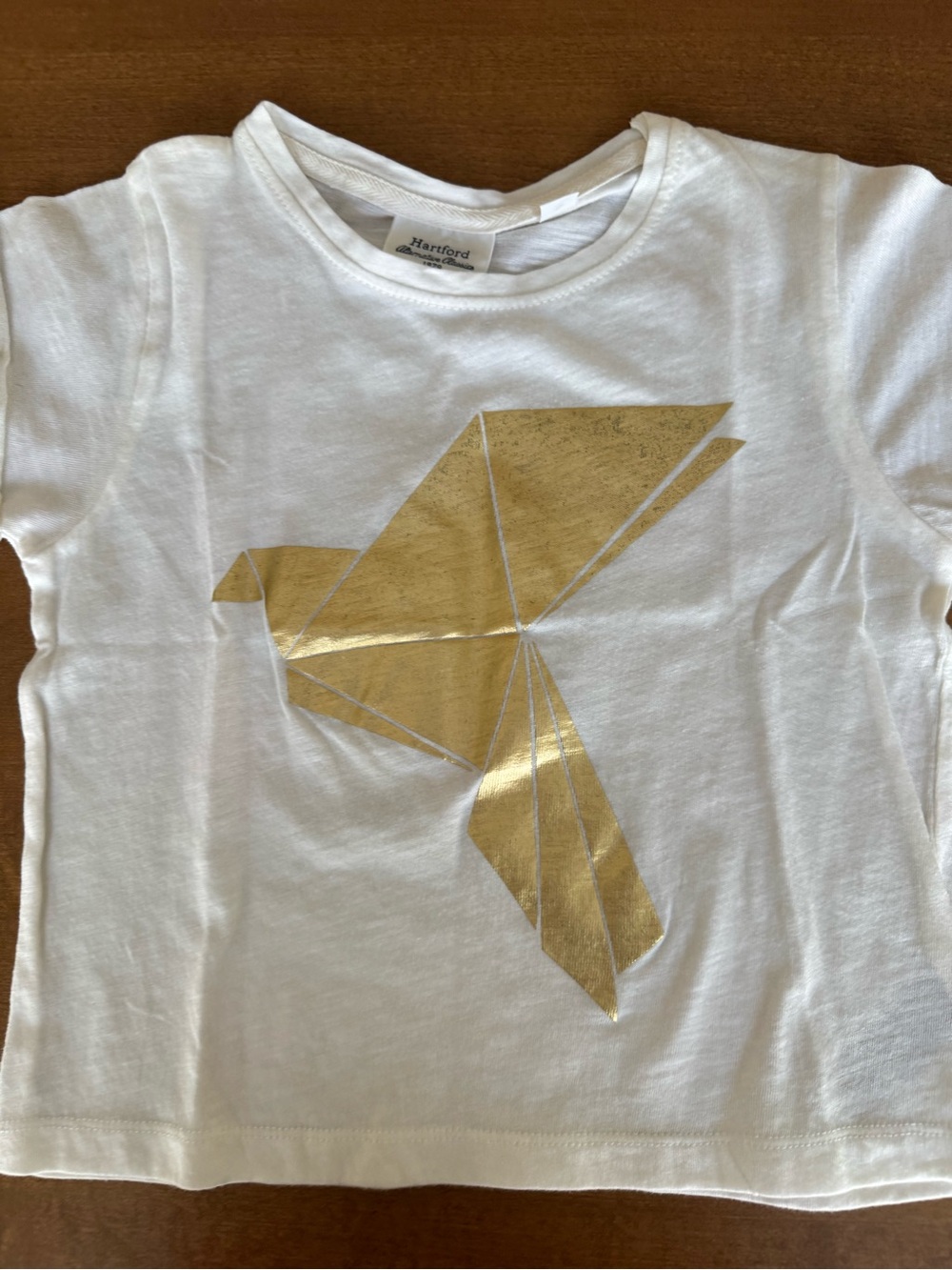 Hartford Kids Cream Tee with Gold Origami Bird Graphic